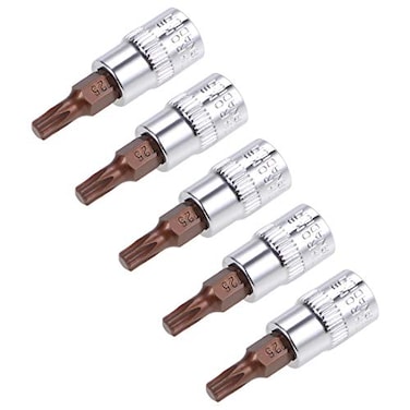 uxcell 5pcs 14 Drive x T25 Torx Bit Socket S2 Steel Bits CRV Sockets 38mm Length Use with Ratchet Wrench Slide Bar Extension Rod