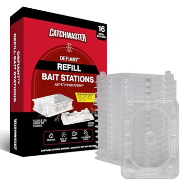 Catchmaster Defiant Reusable Ant Traps Indoor Refill 16 Pack Bait NOT Included Bait Stations that Hold Liquid Ant Killer Stackable No Mess Discreet Bait Stations for Pest Control