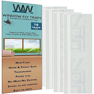 W4W Flies Bug Window Fly Trap Indoor Outdoor Non Toxic Clear Window Fly Traps 16 Pack