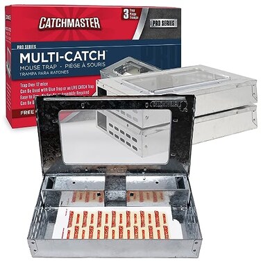 Catchmaster MultiCatch Mouse Trap 3Pack Humane Mouse Traps Indoor for Home Includes Replaceable Glue Board Live Catch Pest Control for Garage Shed