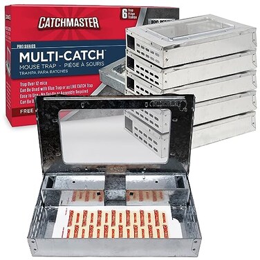 Catchmaster MultiCatch Mouse Trap 6Pack Humane Mouse Traps Indoor for Home Includes Replaceable Glue Board Live Catch Pest Control for Garage Shed