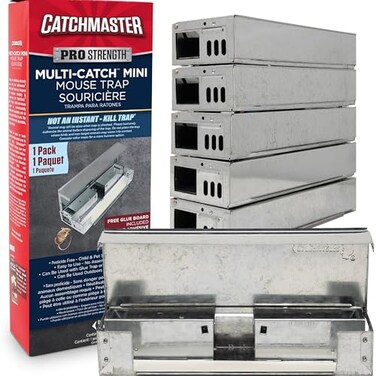 Catchmaster MultiCatch Mini Mouse Trap 6Pack Humane Mouse Traps Indoor for Home Includes Replaceable Glue Board Live Catch Pest Control for Garage Shed