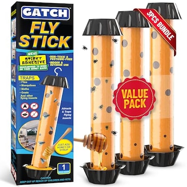 GATCH Fruit Fly Trap 3 Pack Fly Stick for Mosquitoes Sticky Trap for Flies Gnats Wasp Flying Insects Bug Catcher Indoor or Outdoor Use Ready to Use Home