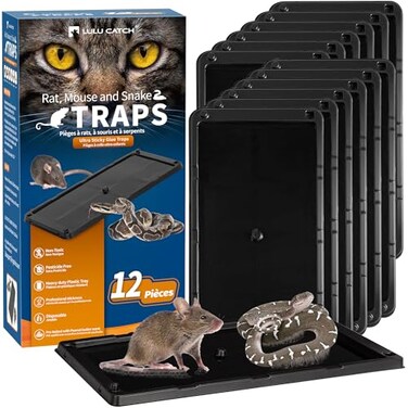 LULUCATCH Mouse Traps 12 Pack Large Glue Traps Mouse Traps Indoor for Home PreBaited NonToxic Bulk Glue Boards for Mice Snakes Rat Lizard Cockroach Spiders Pet Safe Easy to Use