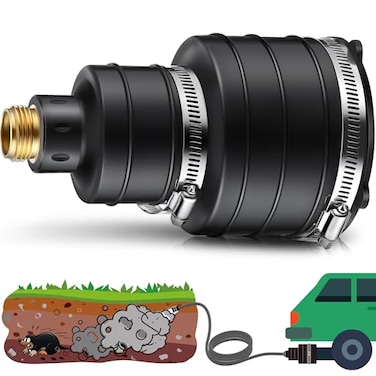 Qualirey 1 Pack Pest Control Exhaust Pipe Attachment Transport Exhaust from Car to Underground for Killing Outdoor Rodents Such as Moles Gophers FIT for Pipe in 224335 Diameter Black