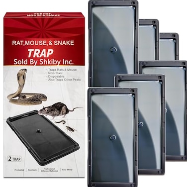 SHKIBY Rat Mouse Glue Traps 6 Pack Large Bulk Traps Indoor for Home PreScented Adhesive Plastic Tray Inside House Snake Mice Spider Pet Safe