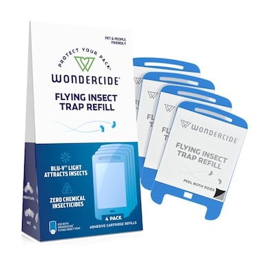 Wondercide Flying Insect Fly Light Trap Cartridge Refills No Device Indoor Bug Catcher for House and Fruit Flies Gnats Moths and Mosquitoes 4 Pack