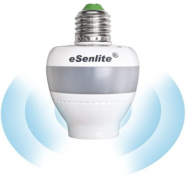 eSenlite Smart Radar Motion Sensor Light Socket Adapter E26E27 Screwin AddOn DusktoDawn Invisible Radar Through GlassWall Works with LED CFL Incandescent Bulbs 1Pack