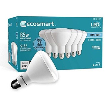 LED Bundle 12Bulbs EcoSmart 65Watt Equivalent BR30 Dimmable LED Light Bulb Daylight