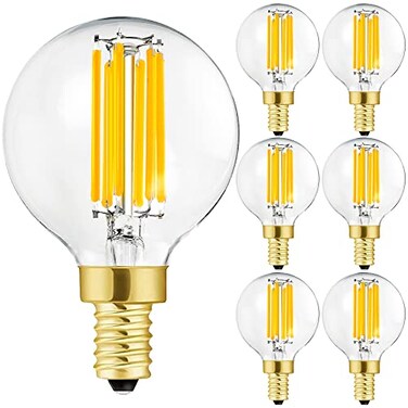 Leools LEOOLS e12 led Bulb dimmable g165 Light Bulb 6W Equal 60 Watt 600lm AC120V e12 Candelabra 60 Watt for ChandeliersCeiling FanVanity Soft White 3000K Globe e12 Bulbs 6Pack