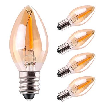 Sphoon C7 LED Bulb 05W Light Candle Bulbs Amber Glow 5w Incandescent Replacements E12 Candelabra Base led Filament Night Bulb Ultra Warm White 2200K Decorative String Edison Lamp NonDimmable 5 Pack