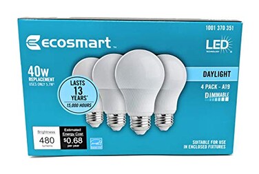 EcoSmart 40W Equivalent Daylight A19 Energy Star Dimmable LED Light Bulb 4Pack