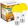 Qualilux Dusk to Dawn A19 LED Bug Light Bulbs Outdoor 1900K Amber Yellow 600 Lumen LED 95W E26 2Pack HQH017