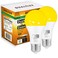 Qualilux Dusk to Dawn A19 LED Bug Light Bulbs Outdoor 1900K Amber Yellow 600 Lumen LED 95W E26 2Pack HQH017