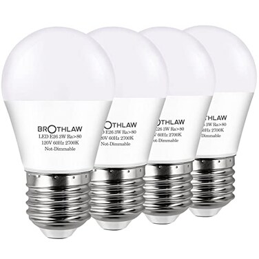 Brothlaw 25 Watt Equivalent Light Bulbs A15 LED Light 3W E26 Base 2700K Warm White Low watt Light BulbsNightstand Light Bulb Table Lamp Bulb 4 Pack