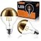 KarlunKoy Half Chrome Light Bulb6W 60W Equivalent Dimmable LED Edison BulbsG80G25 Globe Shape DecorativeHalf Gold Reflected Light2700K Soft White E26 Base Pack of 2