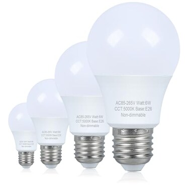 Marxlait 4 Pack LED Light Bulbs 40 watt Equivalent Daylight 5000K A19 Standard Light Bulbs E26 Medium Base 120V NonDimmable