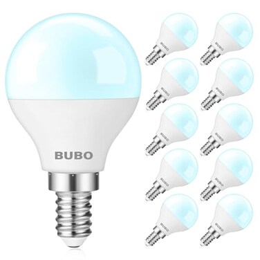 BUBO Ceiling Fan Light Bulbs 60 Watt Equivalent 55W E12 LED Bulb Daylight 5000K Fan Light Bulb Small Base LED Light Bulbs 120V Candelabra Base NonDimmable 10 Pack