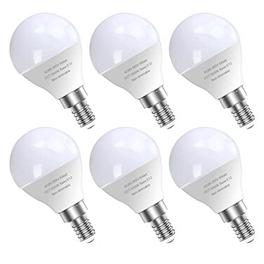 GOSCHE 6 Pack Bright Ceiling Fan Light Bulbs 60 Watt Equivalent E12 Led Bulb A15 Shape Candelabra Base Chandelier Light Bulb 120V Small Bulb NonDimmable Daylight 5000K 6 Pcs