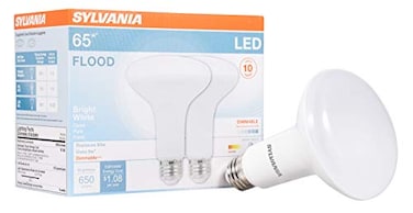 LEDVANCE Sylvania LED Flood Light Bulb BR30 65W Equivalent Efficient 9W Dimmable 10 Year 650 Lumens 3500K Bright White 2 Pack 78029