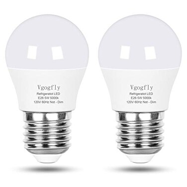 Vgogfly LED Refrigerator Light Bulb 40W Equivalent 120V A15 Fridge Waterproof Bulbs 5 W Daylight White 5000K E26 Medium Base Freezer Home Lighting Lamp Nondimmable2 Pack