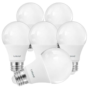 Linkind A19 LED Light Bulb 60W Equivalent Light Bulbs 85W 3000K Warm White 800 Lumens NonDimmable LED Bulb E26 Standard Base 6Pack