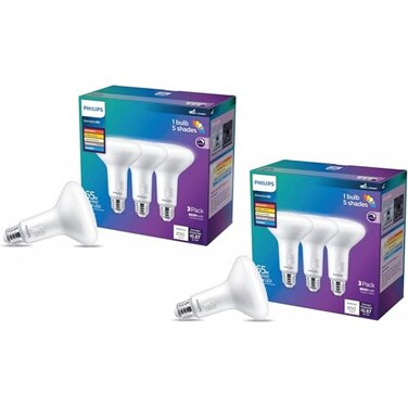 PHILIPS LED 65W BR30 6Pack Selectable White MultiCCT 650 Lumen 72 65W Dimmable Frosted FlickerFree Light Bulbs