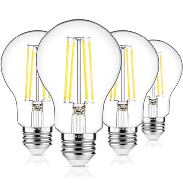 MAXvolador 60W Equivalent E26 LED Filament Light Bulbs 850LM Daylight White 5000K LED Edison Bulb NonDimmable 6W A19 LED Bulb Medium Base 4Pack