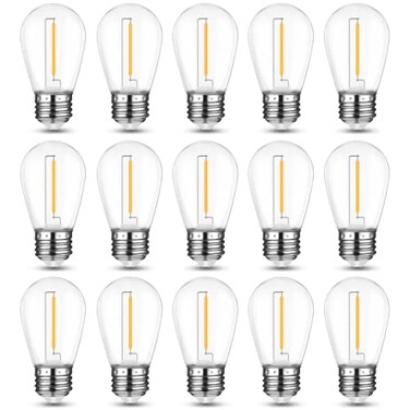 Mlambert LED String Light BulbsShatterproof Outdoor String S14 Replacement Light BulbWaterproof 1W LED Edison E26 Base Bulb Equal to 11WWarm WhiteNot Solar