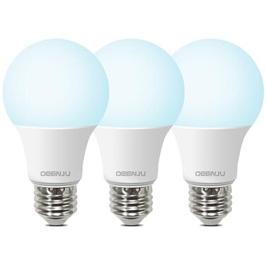 DEGNJU A19 LED Light Bulbs 60 Watt Equivalent LED Bulbs Daylight 5000K 800 Lumens E26 Standard Base NonDimmable 8W Warm White LED Bulbs for Bedroom Living Room3 Pack