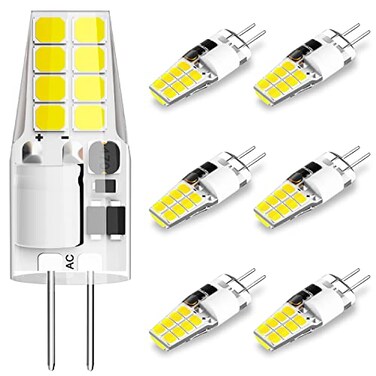 DUMILOO G4 LED Bulb T3 JC BiPin Base 3W ACDC 12V Daylight White 6000K 20W25W Halogen Bulb Replacement for Under Cabinet Puck Light Chandelier RV Landscape Lighting 6 Pack