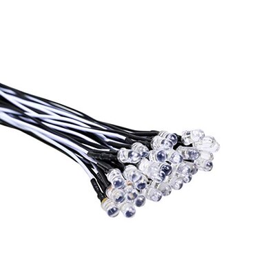 EDGELEC 30pcs 12 Volt 5mm White LED Lights Emitting Diodes Pre Wired 79 inch DC 12v LED Light Clear Lens Small LED Lamps