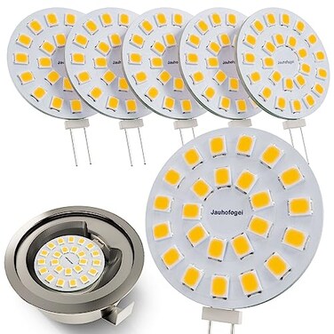 JAUHOFOGEI G4 LED Bulb Warm White 3000K 2W 20 Watt Halogen JC Bulb Replacement G4 Bi Pin Bulb LED Appliance Bulb Range Hood 20W 12V G 4 Base T3 12 Volt acdc Under Cabinet Puck Light Bulbs 6 Pack