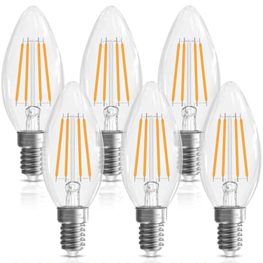 GvvooHome Candelabra Light Bulbs 40 watt Equivalent Chandelier Light Bulb NonDimmable E12 LED Bulb B10 Candle Bulb 2700K Soft White 90CRI 400LM Cear Glass 6 Pack