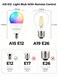 ILC E12 LED Light Bulbs 40w Equivalent 5W Color Changing RGB 5700K Daylight White Small Base Candelabra Round Light Bulb A15 Candle Base 12 Colors 2 Modes Timing with Remote Control 4 Pack
