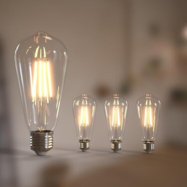 Jensense Edison Bulbs E26 LED Bulb 60 Watt Equivalent Vintage LED Light Bulbs CRI90 ST19 Dimmable Clear Light Bulbs 2700K Warm White 6watt4 Pack