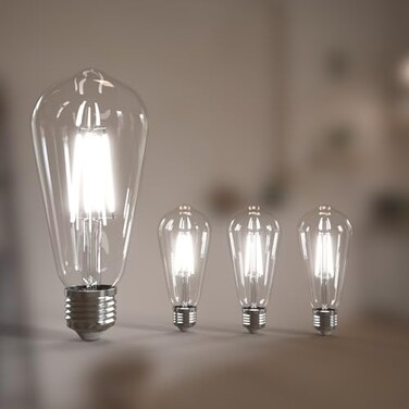 Jensense Edison Bulbs E26 LED Bulb 60 Watt Equivalent Vintage LED Light Bulbs CRI90 ST19 Dimmable Clear Light Bulbs 5000K Daylight 6watt4 Pack