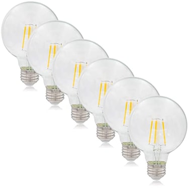 Maxxima G25 LED Light Bulb Globe Filament Bulb 40 Watt Equal 500 Lumens 2700K Warm White E26 Standard Edison Vanity Bulb Great for Kitchen Living Room and Bathroom NonDimmable 120V 6 Pack