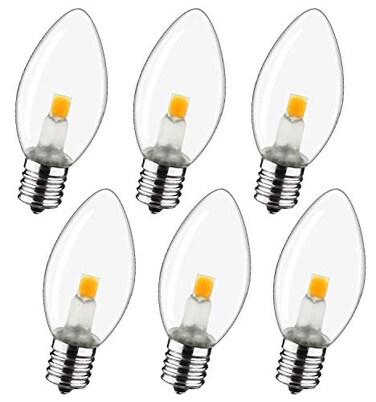 MYEMITTING Night Light Bulb C7 E12 LED Bulbs Candelabra 06 Watt Equivalent 7W Incandescent Bulb Warm White 2700K Window Candles Chandeliers Replacement Bulb 6 Pack