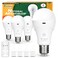 Neporal MagicGlow Rechargeable Light Bulbs with Remote 3 Colors Shift Stepless Dimmable Battery Powered LED Bulbs USB Rechargeable A19 Emergency LED Light Bulbs 15W Up to 24 Hours