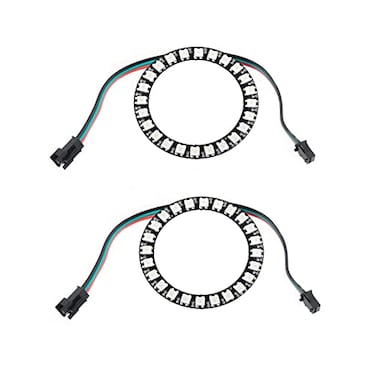 Sparkleiot 24 Bits WS2812 RGB LED Ring with SM2543P Wire 24 X WS2812 5050 Addressable LED Pixel Full Color with Integrated Drivers DC5V for Arduino Raspberry Pi ESP8266 Nodemcu Pack of 2pcs