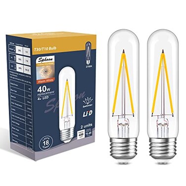 Sphoon 4W Vintage LED Bulb Dimmable 2700K Warm White E26 T10 Edison Bulb 40W Equivalent 400LM for Chandelier Pendant Lamp Fixture Cafe Lighting 2 Pack
