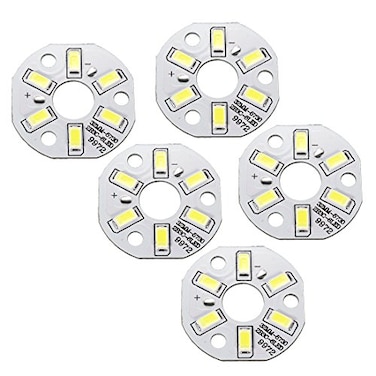 uxcell LED Chip Bulb 300mA 3W 6 LEDs 5730 Surface Mounted Devices Module Aluminum Board Pure White Super Bright 32mm Dia 5pcs for Floodlight