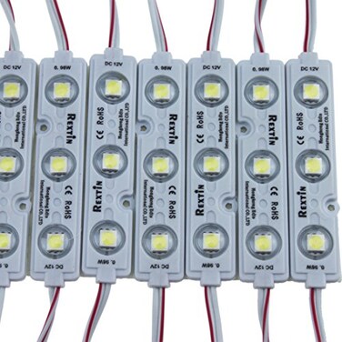 REXTiN Super Bright 200pcs 3 LED Module White 5050 SMD 6672LM Each Module Waterproof Decorative Light for Letter Sign Advertising Signs with Tape Adhesive Backside