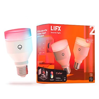 LIFX Smart Light Bulbs A19 E26 2 Pack Color Changing RGB Warm White 1100 Lumens Tunable LED 11W Matter Compatible Apple HomeKit Alexa Google Home Dimmable