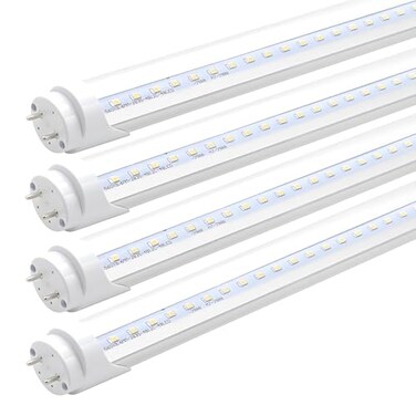 KALINA 2FT LED Tube Lights 8W 25W Fluorescent Bulb Replacement 5000K Daylight White Ballast Bypass Clear Cover Pack of 4