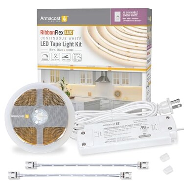 Armacost Lighting RibbonFlex LUX AC Dimmable White COB LED Strip Light Kit Soft White 3000K 421570