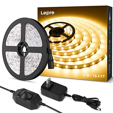Lepro LED Strip Light White 164Ft Dimmable Vanity Lights 3000K Super Bright LED Tape Lights 300 LEDs SMD 2835 Strong 3M Adhesive Suitable for Home Kitchen Under Cabinet Bedroom Warm White