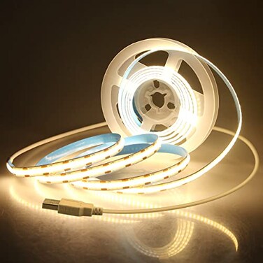 Aclorol COB LED Strip Lights for TV 5V USB Powered Warm White 656FT 320LedsM COB Flexible Light Strip TV Led Backlight for Bedroom Under Cabinet Kitchen DIY Lighting Project 3000K CRI85 2M