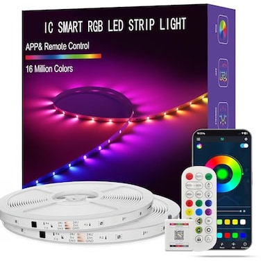 ATHONO Led Lights for Bedroom 100FT Smart ICRGB Music Sync Color Changing Strip Lights 24Key RemoteApp Control Light Strip for BedHeadUnderbedCeilingBackground Wall2Rolls of 50FT